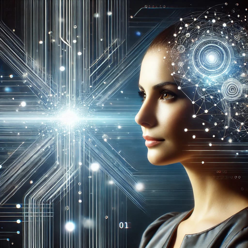 illustration of information flowing into woman's mind.webp