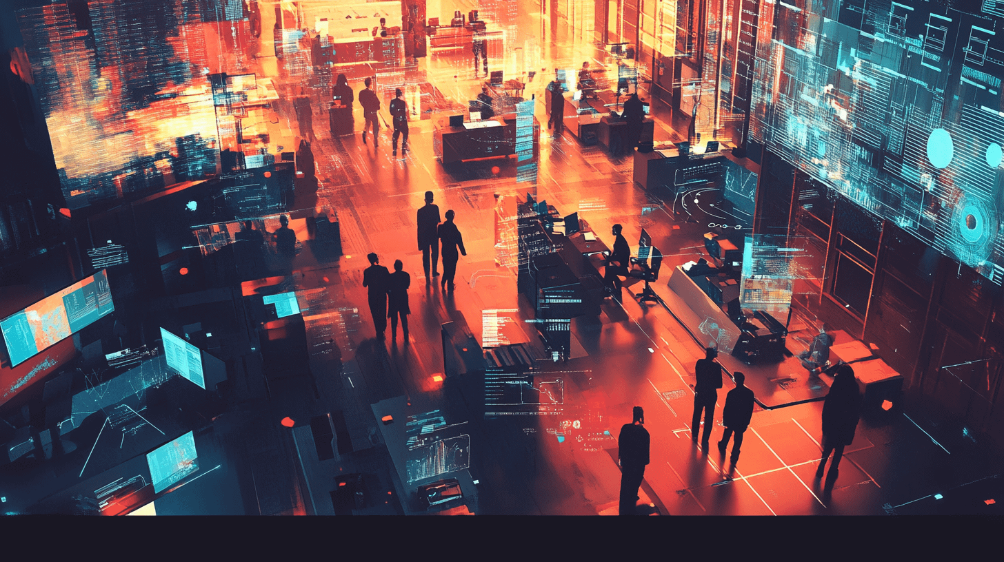 Image representing a bustling modern office